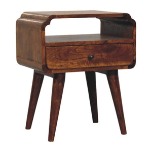 HomeRoots 22" Elegant Chestnut Solid Wood Nightstand with Drawer & Shelf - Modern Vintage Design for Any Room 651575
