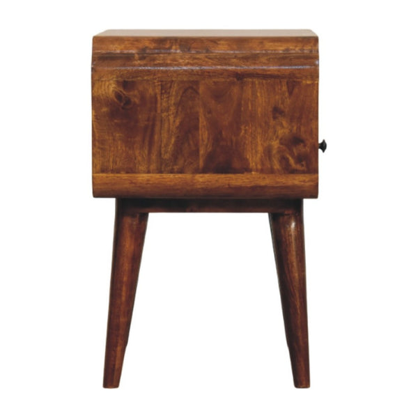 HomeRoots 22" Elegant Chestnut Solid Wood Nightstand with Drawer & Shelf - Modern Vintage Design for Any Room 651575