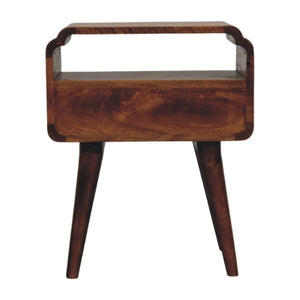 HomeRoots 22" Elegant Chestnut Solid Wood Nightstand with Drawer & Shelf - Modern Vintage Design for Any Room 651575