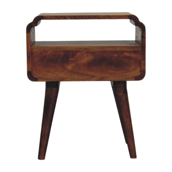 HomeRoots 22" Elegant Chestnut Solid Wood Nightstand with Drawer & Shelf - Modern Vintage Design for Any Room 651575