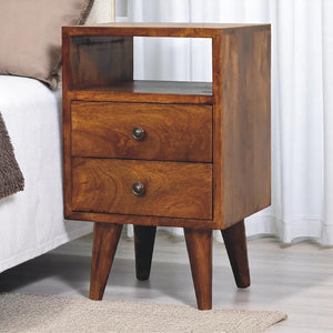 HomeRoots 20" Solid Wood Nightstand with Two Drawers - Modern Design, Compact, Versatile & Ready to Use! 651577