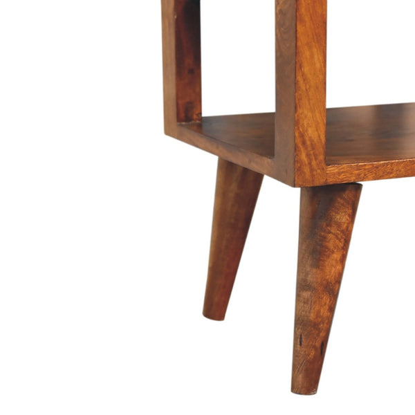 HomeRoots 24" Chestnut Nightstand - Handcrafted Solid Mango Wood Table with Drawer and Open Shelves for Storage 651579