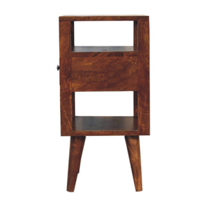 HomeRoots 24" Chestnut Nightstand - Handcrafted Solid Mango Wood Table with Drawer and Open Shelves for Storage 651579