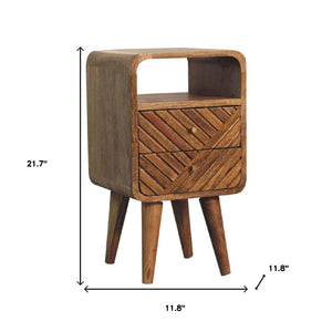 HomeRoots 22" Brown Solid Wood Nightstand with Two Drawers, Stylish Storage for Modern & Transitional Spaces 651581