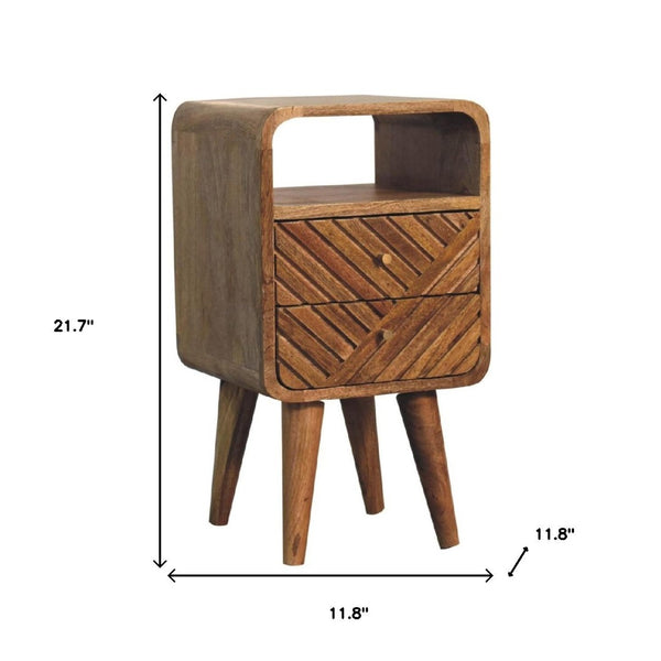 HomeRoots 22" Brown Solid Wood Nightstand with Two Drawers, Stylish Storage for Modern & Transitional Spaces 651581