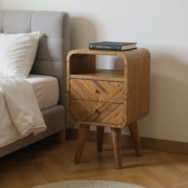 HomeRoots 22" Brown Solid Wood Nightstand with Two Drawers, Stylish Storage for Modern & Transitional Spaces 651581