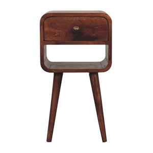 HomeRoots 22" Dark Brown Solid Wood Nightstand - Modern Curved Square Design with Storage for Any Space 651582