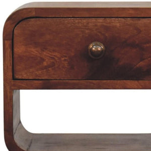 HomeRoots 22" Dark Brown Solid Wood Nightstand - Modern Curved Square Design with Storage for Any Space 651582