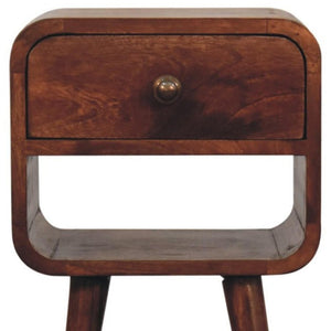 HomeRoots 22" Dark Brown Solid Wood Nightstand - Modern Curved Square Design with Storage for Any Space 651582