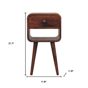 HomeRoots 22" Dark Brown Solid Wood Nightstand - Modern Curved Square Design with Storage for Any Space 651582