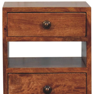 HomeRoots 20" Brown Solid Wood Nightstand with Two Drawers – Handcrafted Mango Wood, Rustic-Modern Design 651583