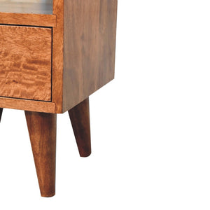 HomeRoots 20" Brown Solid Wood Nightstand with Two Drawers – Handcrafted Mango Wood, Rustic-Modern Design 651583