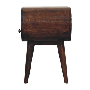 HomeRoots 21" Walnut Solid Wood Oval Nightstand with Drawer & Shelf - Stylish Storage & Accent Table Design 651584