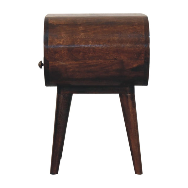 HomeRoots 21" Walnut Solid Wood Oval Nightstand with Drawer & Shelf - Stylish Storage & Accent Table Design 651584