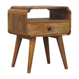HomeRoots 22" Handcrafted Light Brown Mango Wood Nightstand with Storage, Unique Design for Any Room 651587