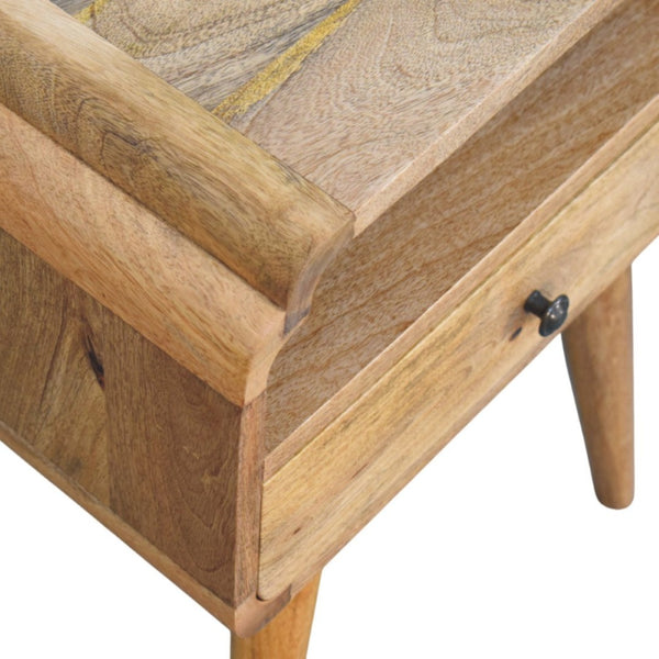HomeRoots 22" Handcrafted Light Brown Mango Wood Nightstand with Storage, Unique Design for Any Room 651587