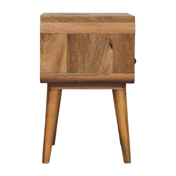 HomeRoots 22" Handcrafted Light Brown Mango Wood Nightstand with Storage, Unique Design for Any Room 651587