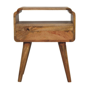HomeRoots 22" Handcrafted Light Brown Mango Wood Nightstand with Storage, Unique Design for Any Room 651587