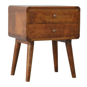 HomeRoots 20" Chestnut Solid Wood Nightstand with Two Drawers - Handcrafted Elegance for Modern Spaces 651588