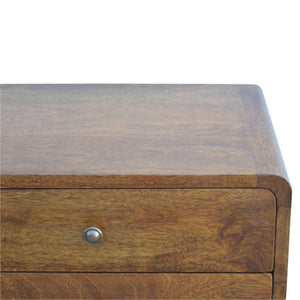 HomeRoots 20" Chestnut Solid Wood Nightstand with Two Drawers - Handcrafted Elegance for Modern Spaces 651588