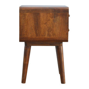HomeRoots 20" Chestnut Solid Wood Nightstand with Two Drawers - Handcrafted Elegance for Modern Spaces 651588