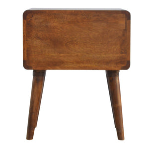 HomeRoots 20" Chestnut Solid Wood Nightstand with Two Drawers - Handcrafted Elegance for Modern Spaces 651588