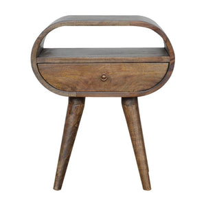 HomeRoots 21" Light Brown Solid Wood Round Nightstand with Drawer – Stylish Mango Wood Accent Table for Home 651589