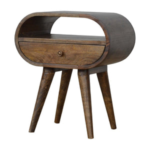 HomeRoots 21" Light Brown Solid Wood Round Nightstand with Drawer – Stylish Mango Wood Accent Table for Home 651589