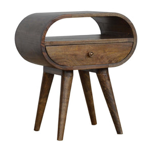 HomeRoots 21" Light Brown Solid Wood Round Nightstand with Drawer – Stylish Mango Wood Accent Table for Home 651589