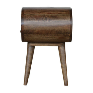 HomeRoots 21" Light Brown Solid Wood Round Nightstand with Drawer – Stylish Mango Wood Accent Table for Home 651589