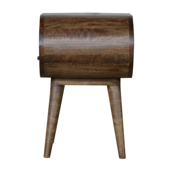 HomeRoots 21" Light Brown Solid Wood Round Nightstand with Drawer – Stylish Mango Wood Accent Table for Home 651589