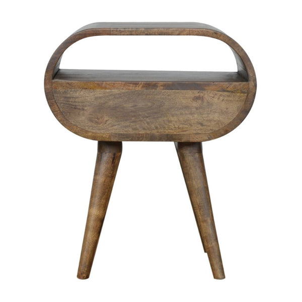 HomeRoots 21" Light Brown Solid Wood Round Nightstand with Drawer – Stylish Mango Wood Accent Table for Home 651589