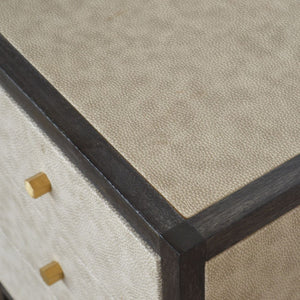HomeRoots 24" Stylish Gray and Black Solid Wood Nightstand with Faux Shagreen - Three Drawer Accent Table 651590