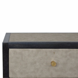 HomeRoots 24" Stylish Gray and Black Solid Wood Nightstand with Faux Shagreen - Three Drawer Accent Table 651590