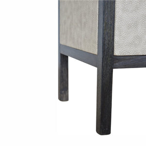 HomeRoots 24" Stylish Gray and Black Solid Wood Nightstand with Faux Shagreen - Three Drawer Accent Table 651590