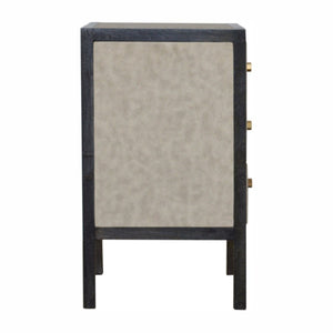 HomeRoots 24" Stylish Gray and Black Solid Wood Nightstand with Faux Shagreen - Three Drawer Accent Table 651590