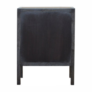 HomeRoots 24" Stylish Gray and Black Solid Wood Nightstand with Faux Shagreen - Three Drawer Accent Table 651590