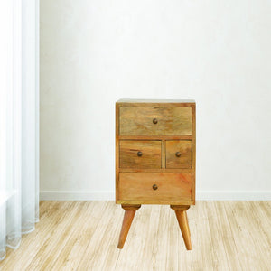 HomeRoots 24" Brown Solid Wood Nightstand with Four Drawers – Modern, Versatile, and Fully Assembled Accent Table 651591