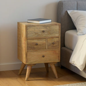 HomeRoots 24" Brown Solid Wood Nightstand with Four Drawers – Modern, Versatile, and Fully Assembled Accent Table 651591