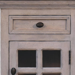 HomeRoots 24" Rustic Gray Solid Wood & Glass Nightstand with Two Drawers – Vintage Charm for Any Room 651592