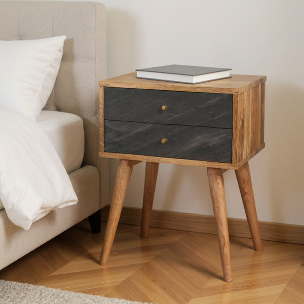 HomeRoots 23" Brown Solid Wood Nightstand with Two Drawers – Timeless Design, Sturdy Storage & Versatile Style 651593