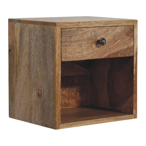 HomeRoots 12" Brown Solid Wood Floating Nightstand with Drawer - Modern Space-Saving Design for Small Rooms 651595