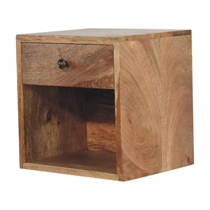 HomeRoots 12" Brown Solid Wood Floating Nightstand with Drawer - Modern Space-Saving Design for Small Rooms 651595