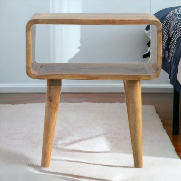 HomeRoots 20" Handcrafted Mango Wood Nightstand with Rustic Charm, Open Shelf & Versatile Design for Any Space 651596