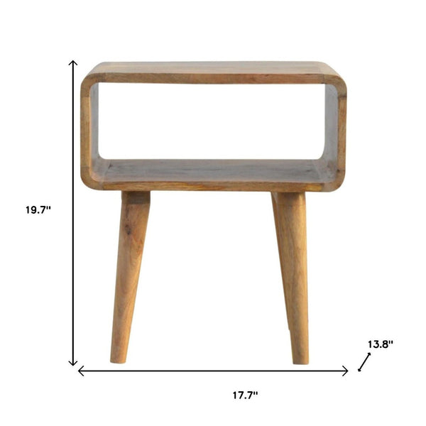HomeRoots 20" Handcrafted Mango Wood Nightstand with Rustic Charm, Open Shelf & Versatile Design for Any Space 651596