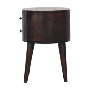 HomeRoots 21" Handcrafted Walnut Solid Wood Oval Nightstand with 2 Drawers - Timeless Charm for Any Space 651597