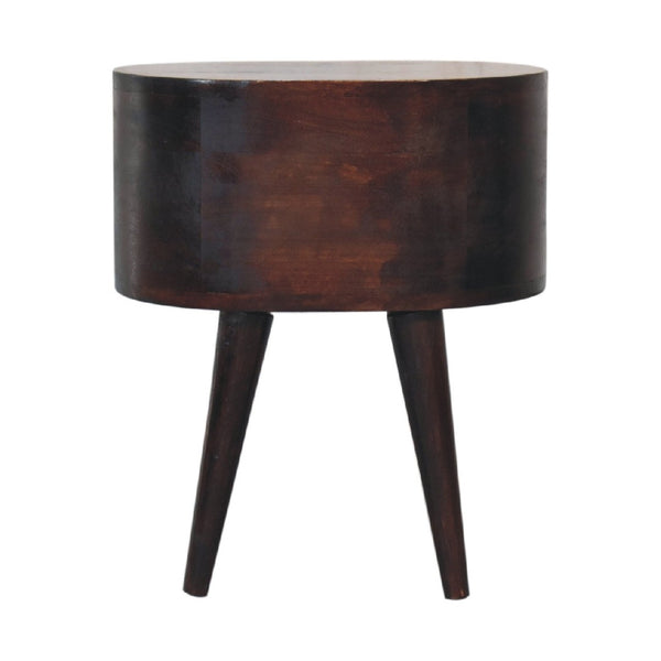 HomeRoots 21" Handcrafted Walnut Solid Wood Oval Nightstand with 2 Drawers - Timeless Charm for Any Space 651597