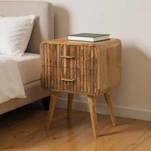 HomeRoots 26" Beige Solid Wood Nightstand with Two Drawers – Modern Design for Stylish Bedroom Storage Solutions 651599