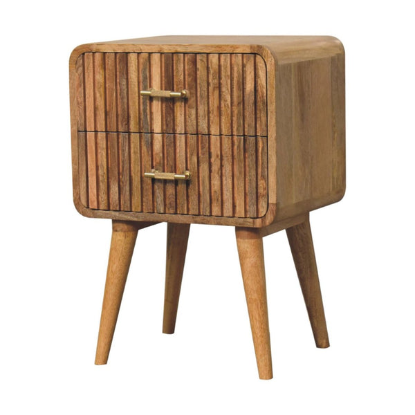 HomeRoots 26" Beige Solid Wood Nightstand with Two Drawers – Modern Design for Stylish Bedroom Storage Solutions 651599