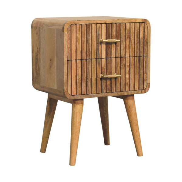 HomeRoots 26" Beige Solid Wood Nightstand with Two Drawers – Modern Design for Stylish Bedroom Storage Solutions 651599